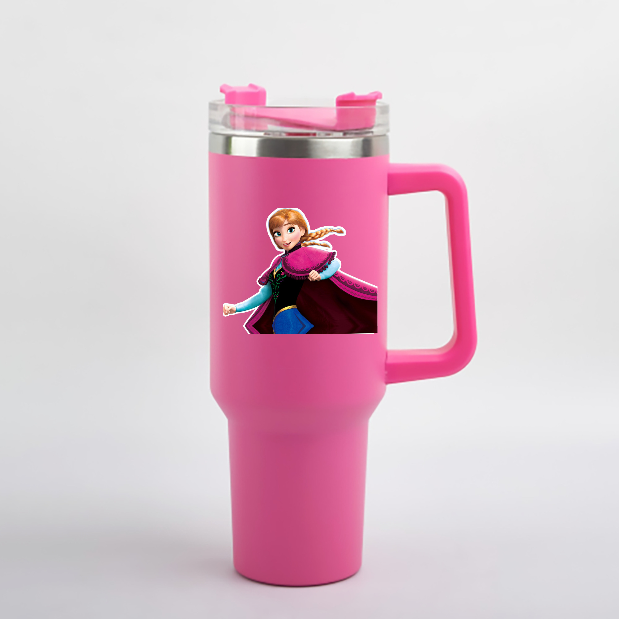 （画像用） アナと雪の女王 アンナ エルサ Frozen Anna Elsa 1200mL車用タンブラー - クリスタルステッカー（プラスチックストロー付き）